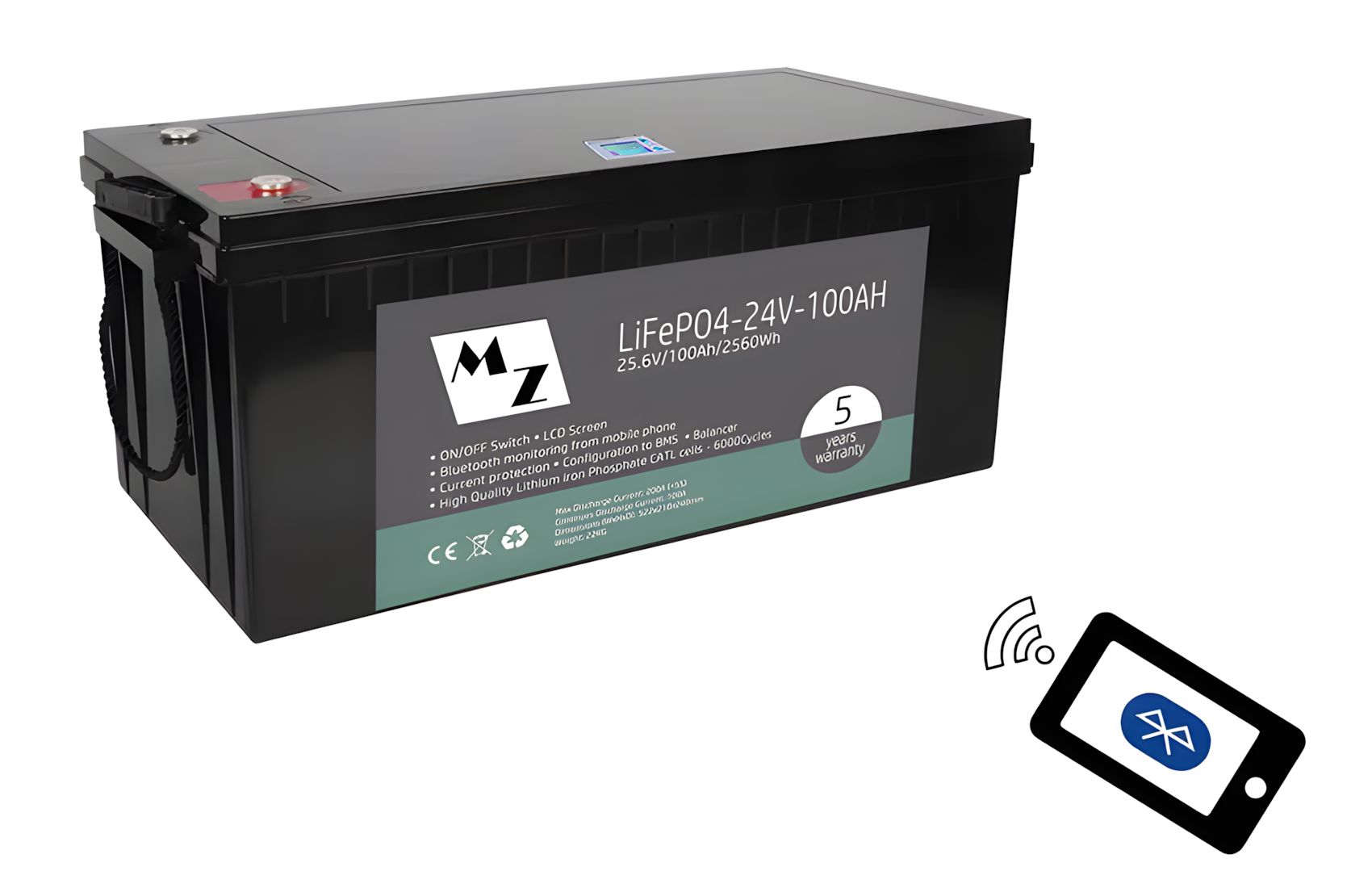 LiFePO4 2560Wh 24V 100Ah