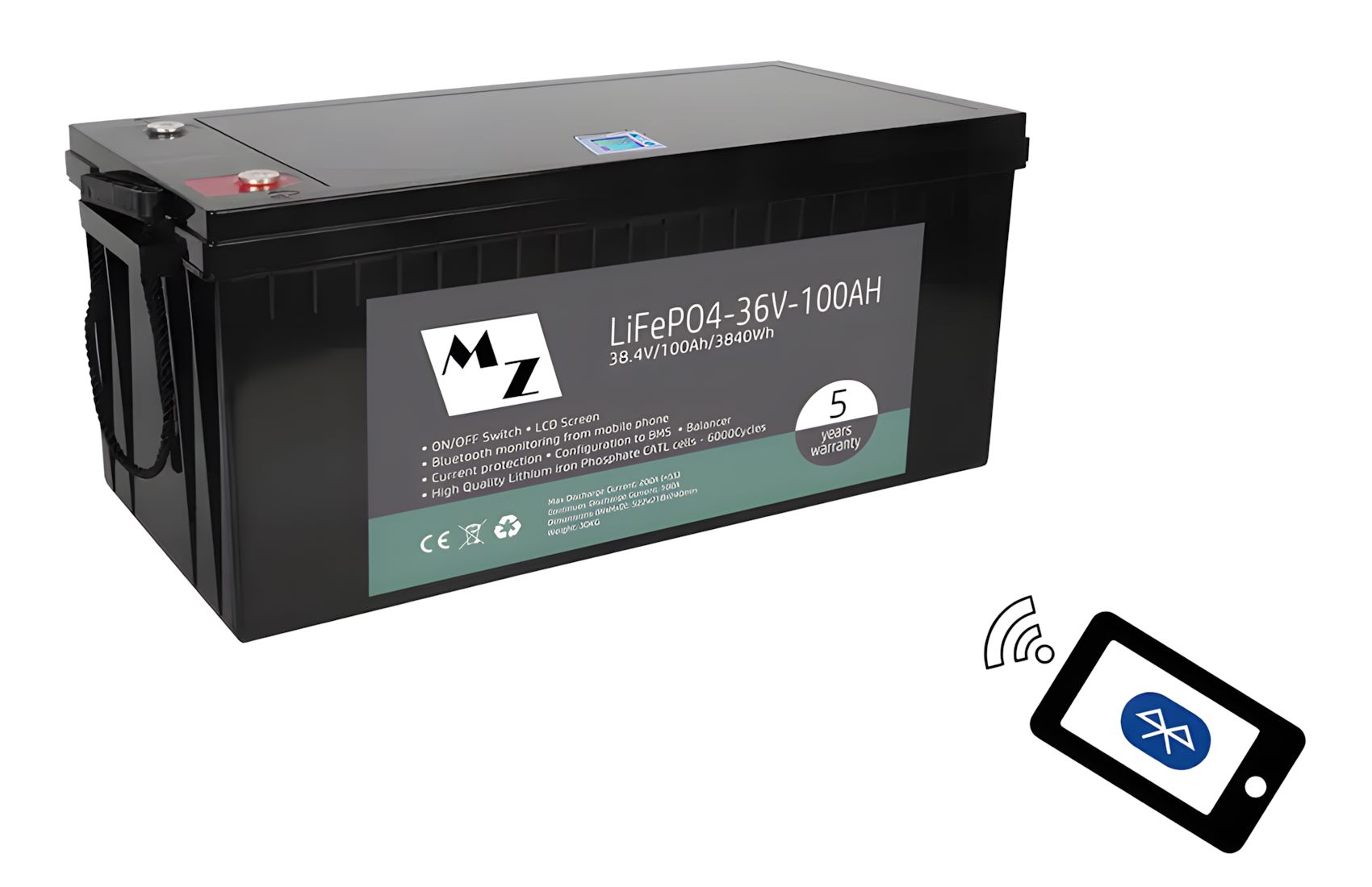 LiFePO4 3840Wh 36V 100Ah