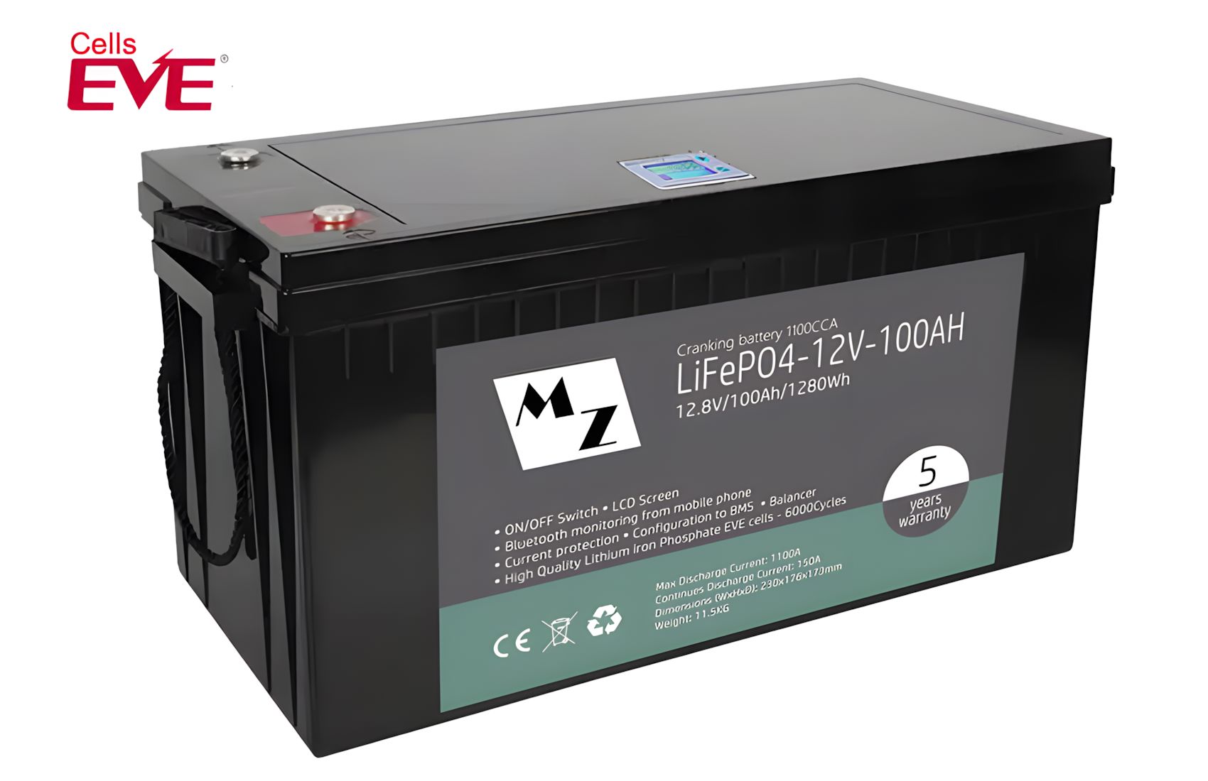 LiFePO4 1280Wh 12V 100Ah Crank