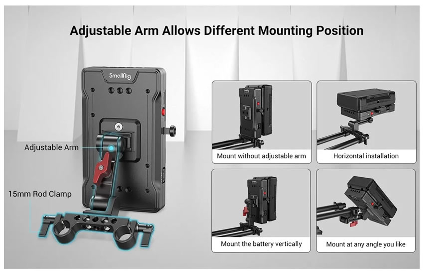 V-Mount Plate w Adjustable Arm